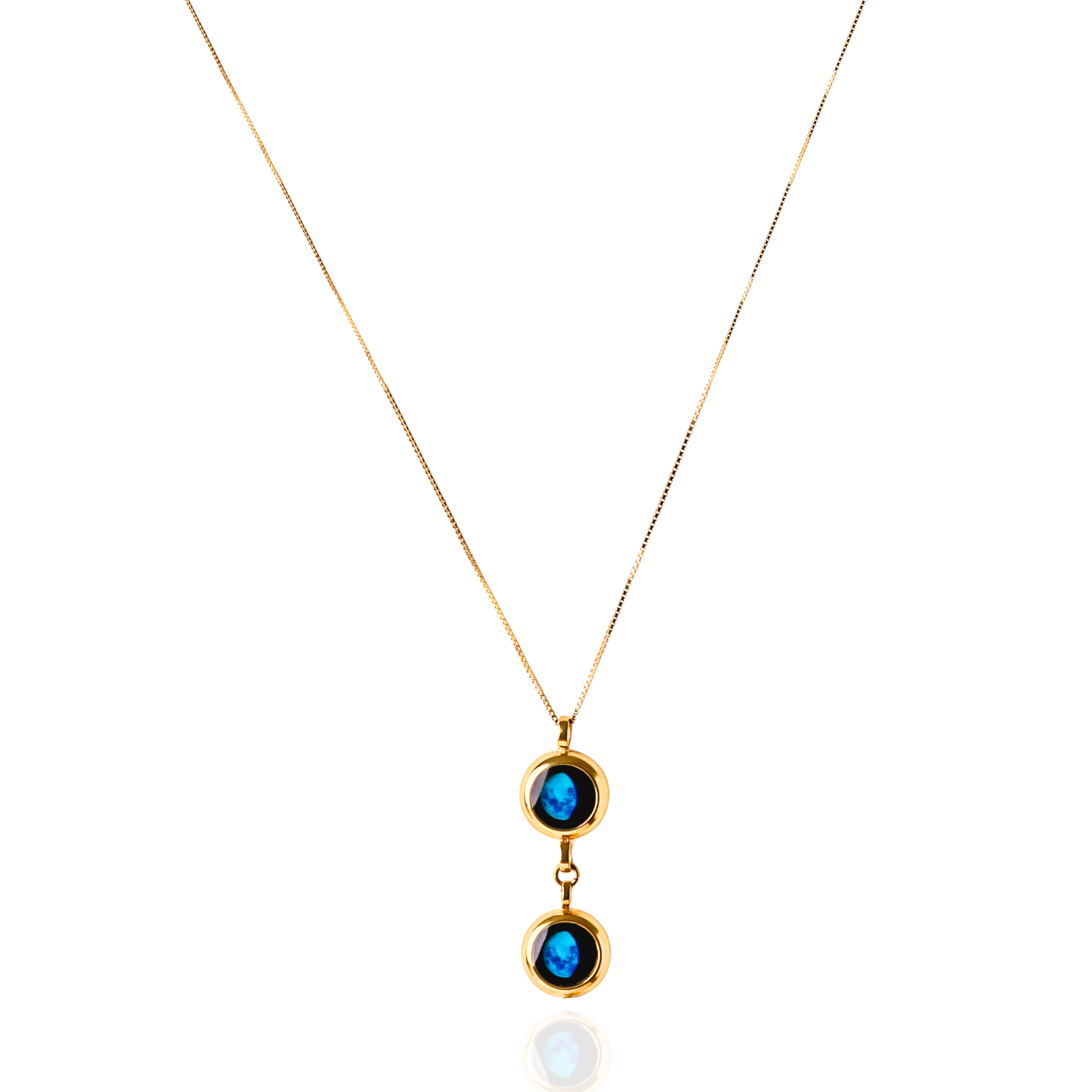 Double Moon Phase Necklace - Gold