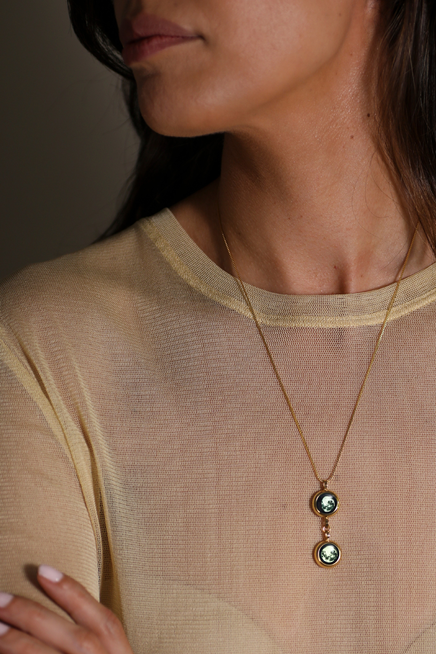 Gold Double Moon Necklace