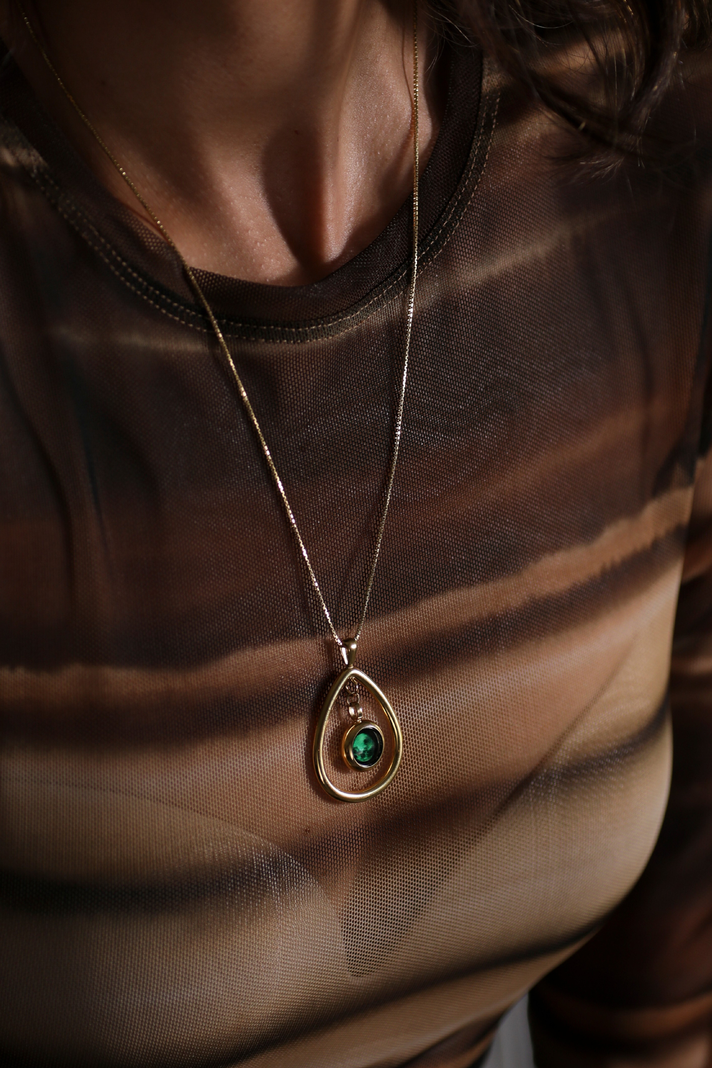 Gold Moon Drop Necklace