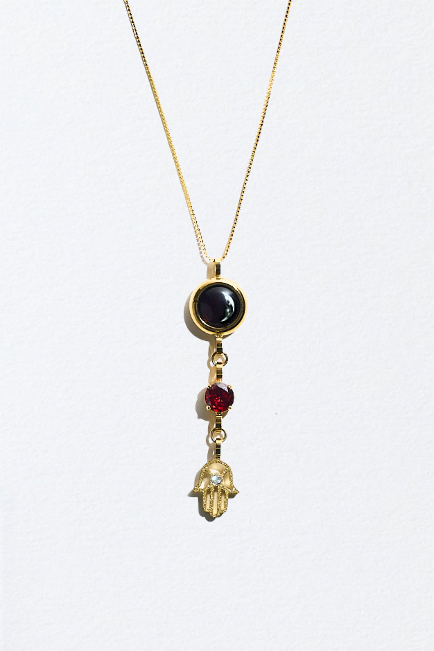 Gold Moon Birthstone Hamsa Necklace