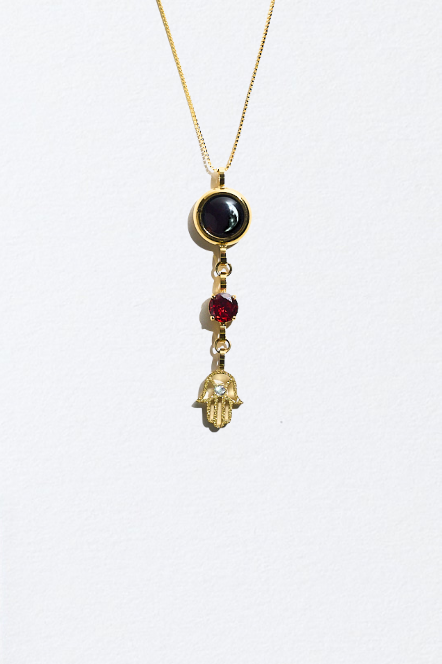 Gold Moon Birthstone Hamsa Necklace