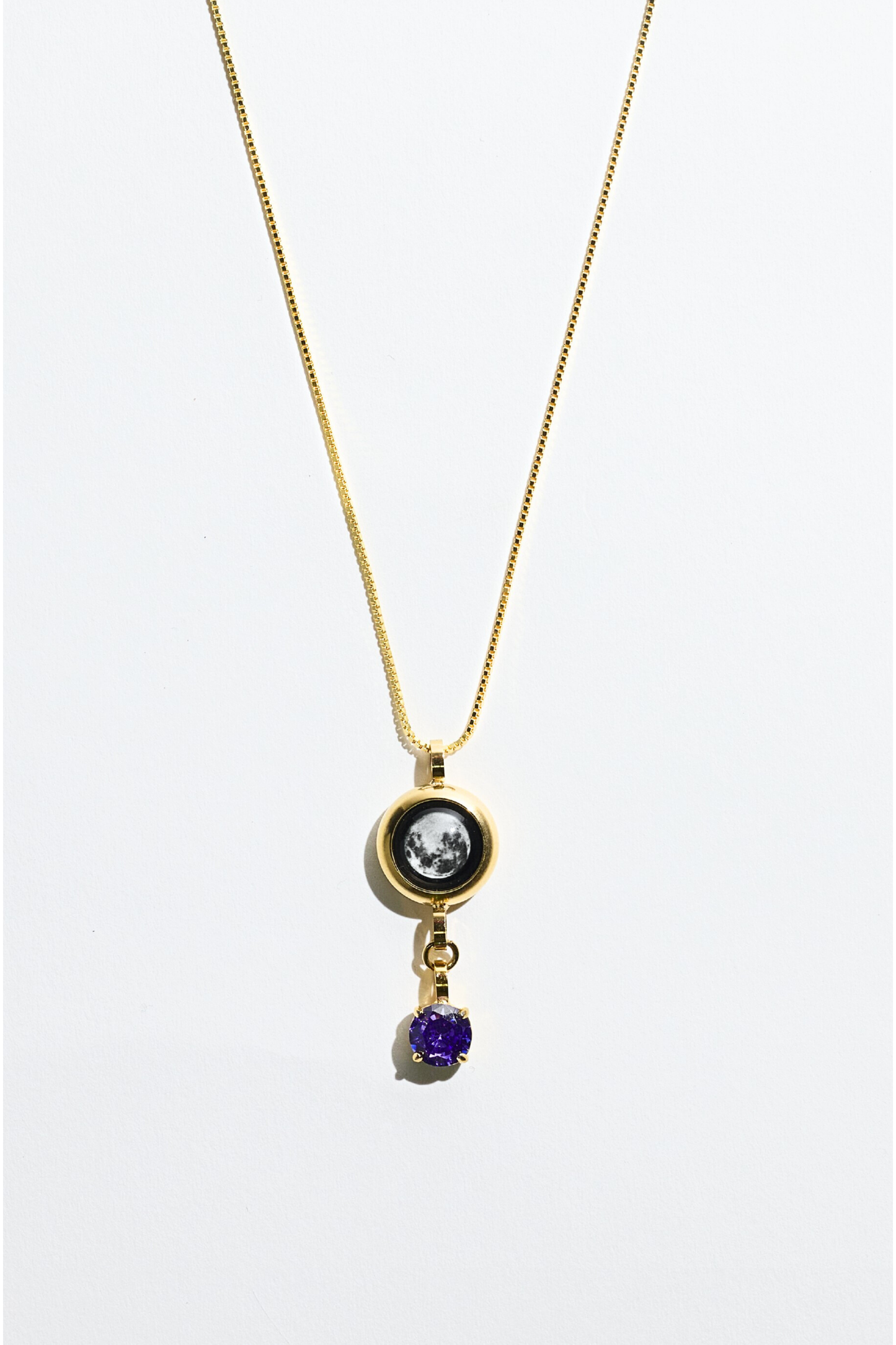 Gold Moon & Birthstone Necklace
