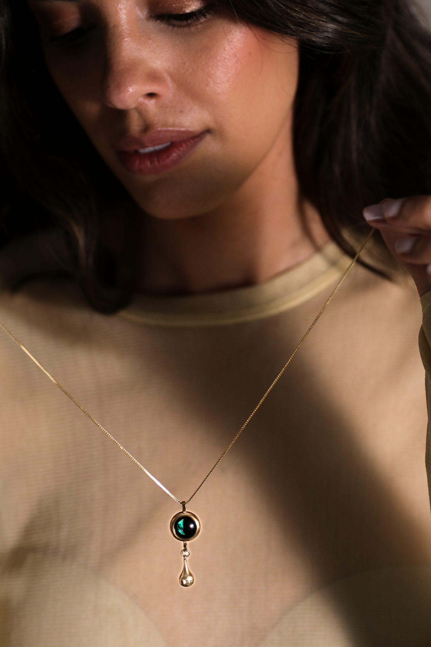 Gold Moon & Ash Holder Necklace