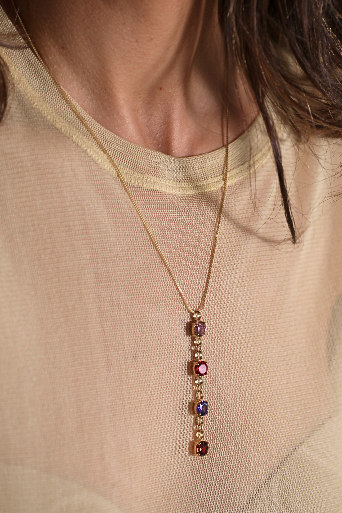 Gold Four Birthstone Necklace