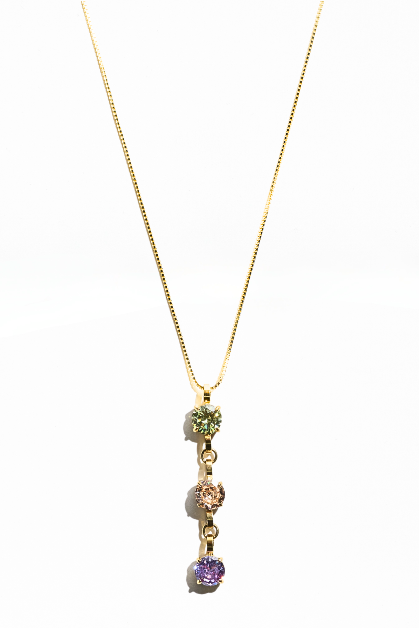 Gold Triple Birthstone Necklace