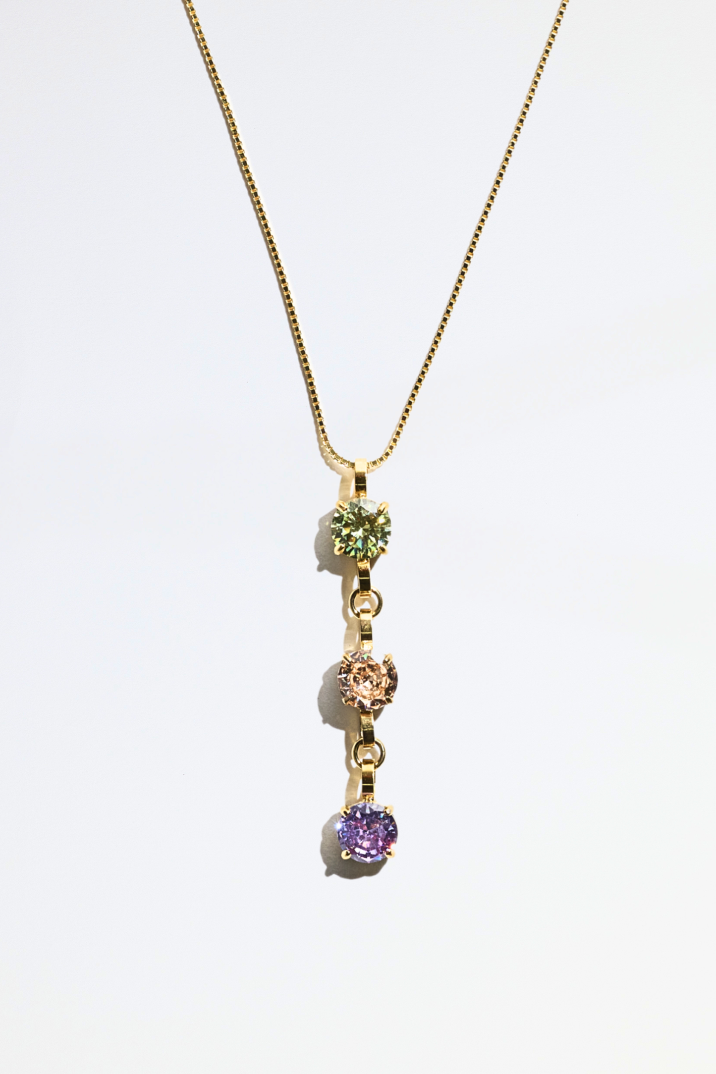 Gold Triple Birthstone Necklace