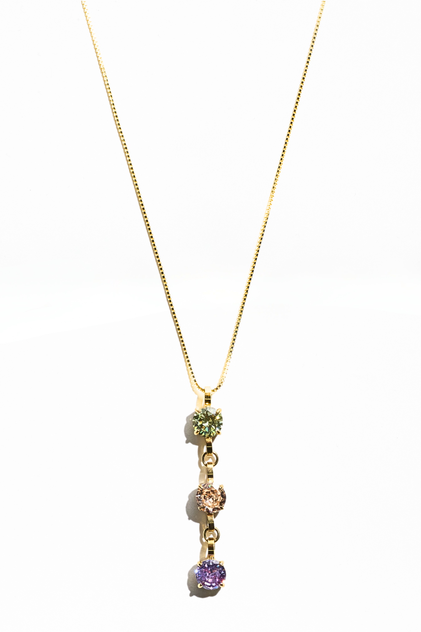 Gold Triple Birthstone Necklace