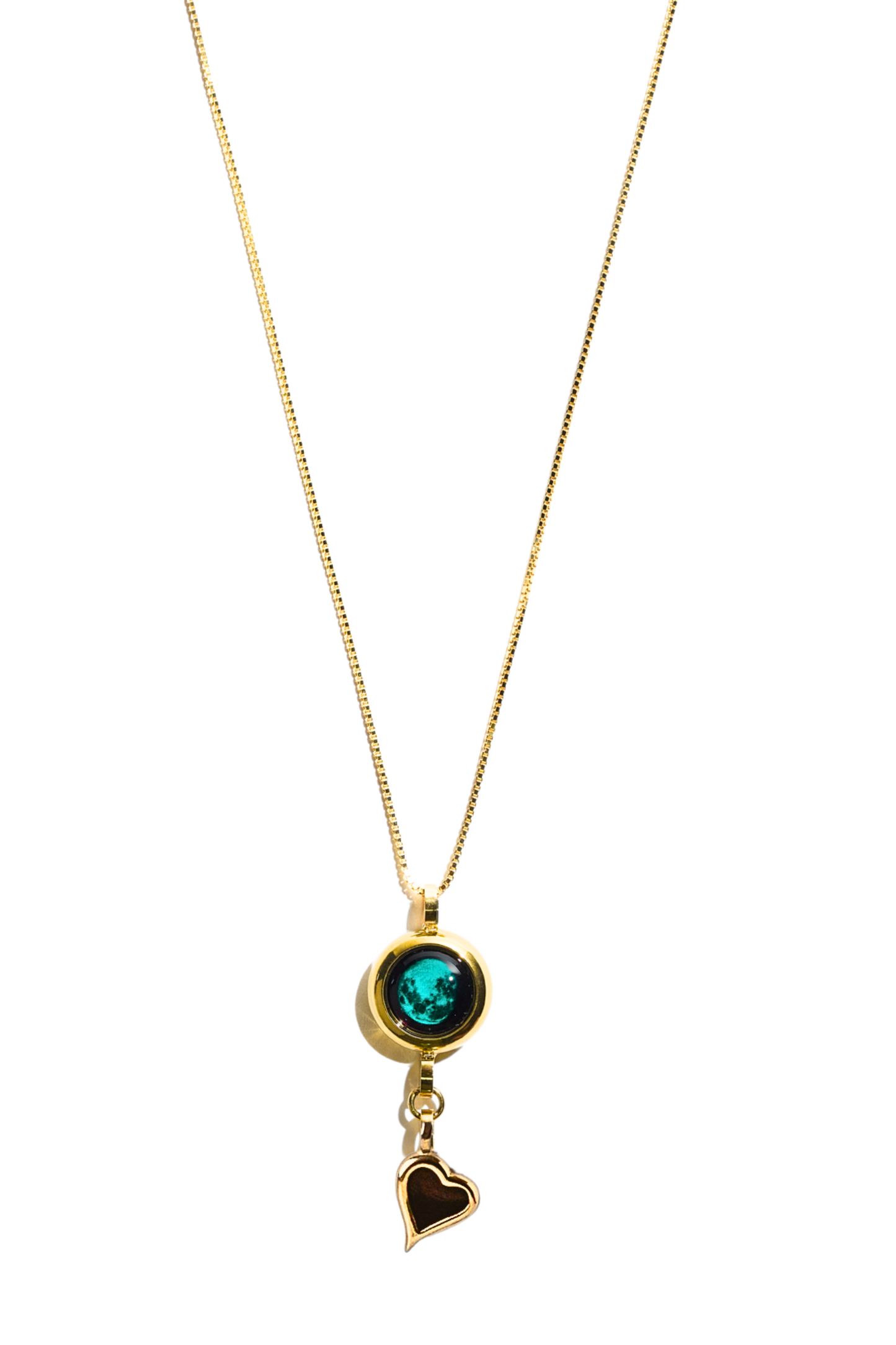 Gold Moon & Heart Necklace