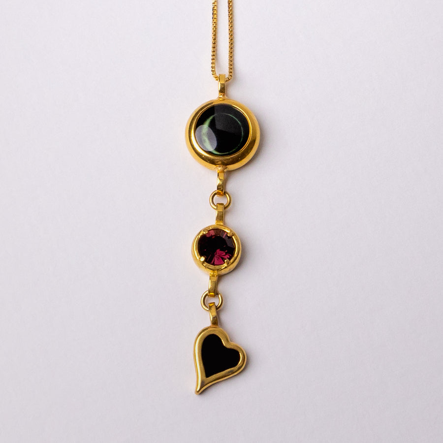 Classic Moon Phase Necklace a HEART Charm - Gold