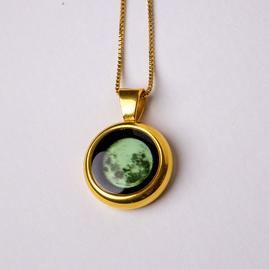 Large Classic Moon Phase Necklace - Gold