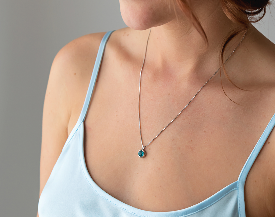 Single Birthstone Necklace - Silver