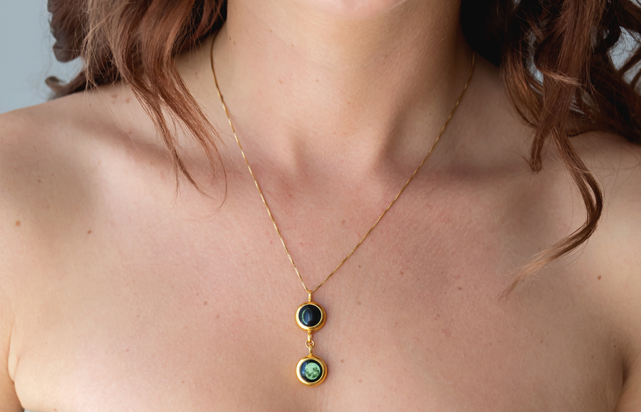 Double Classic Moon Phase Necklace - Gold
