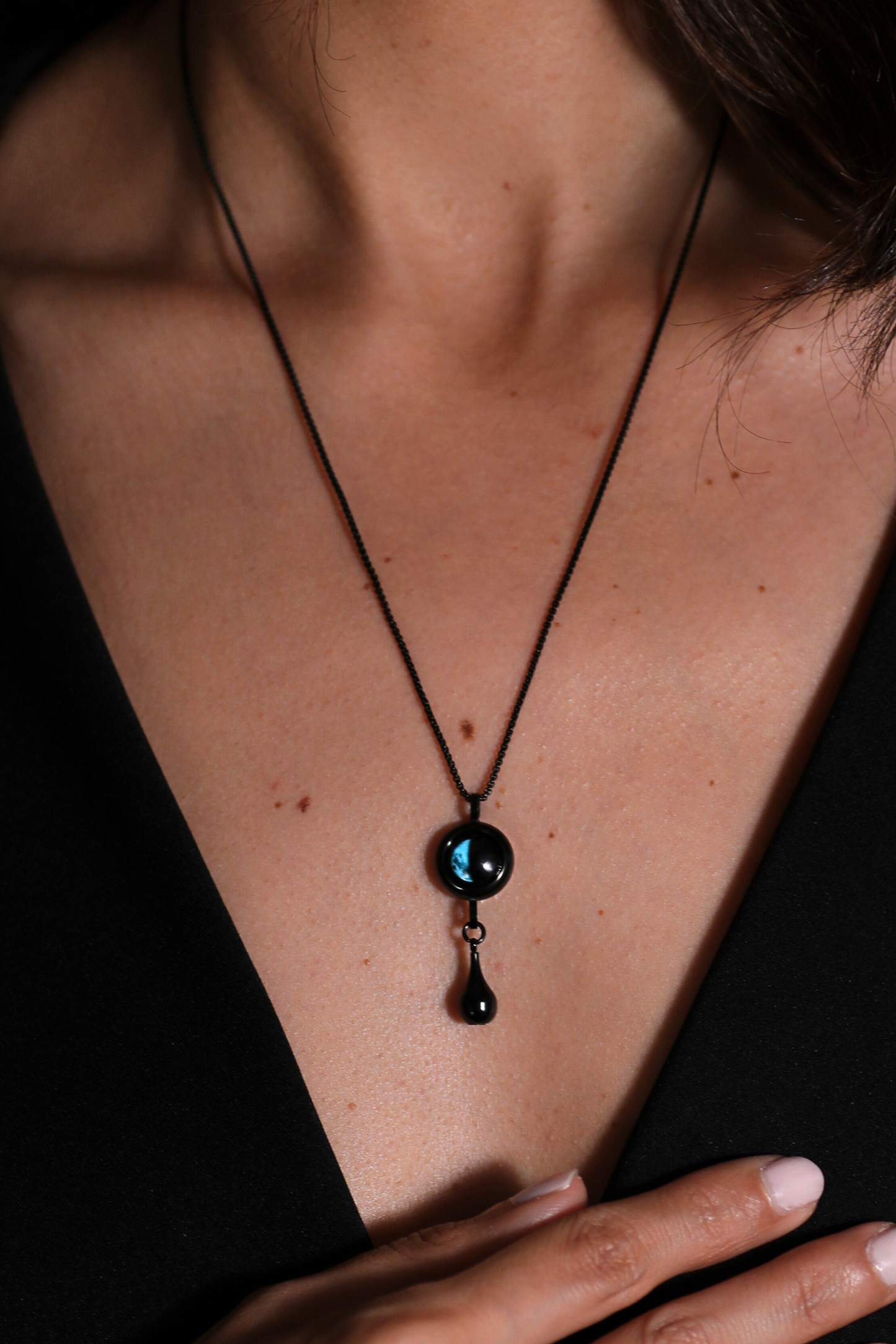 Black Moon & Ash Holder Necklace
