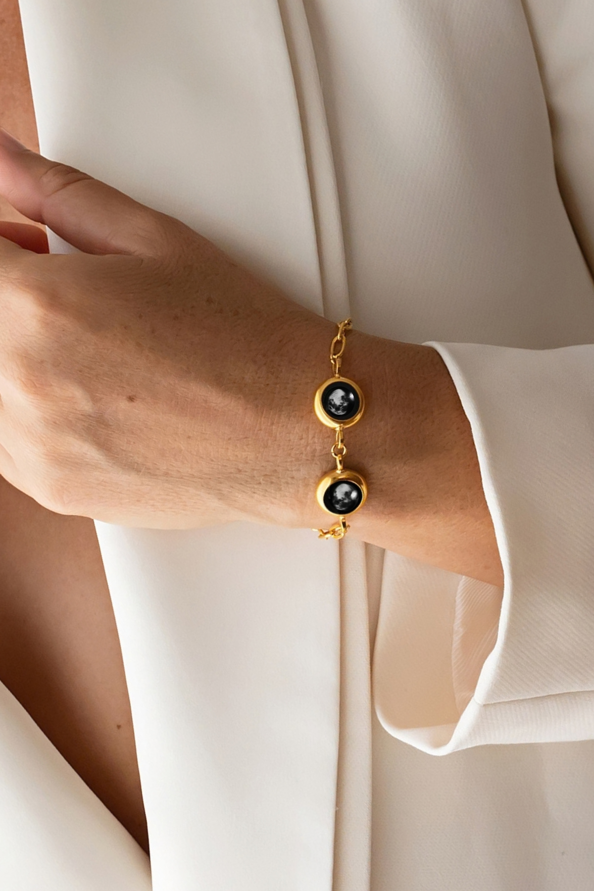 Gold Double Power Moon Bracelet