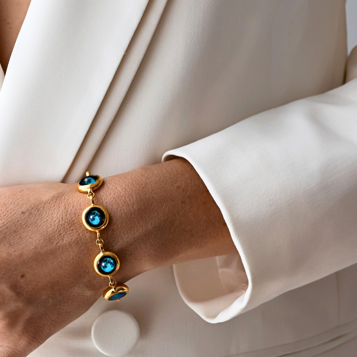 Gold Four Power Moon Bracelet