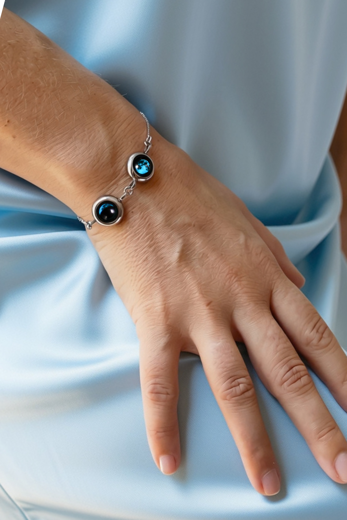 Silver Double Moon Bracelet