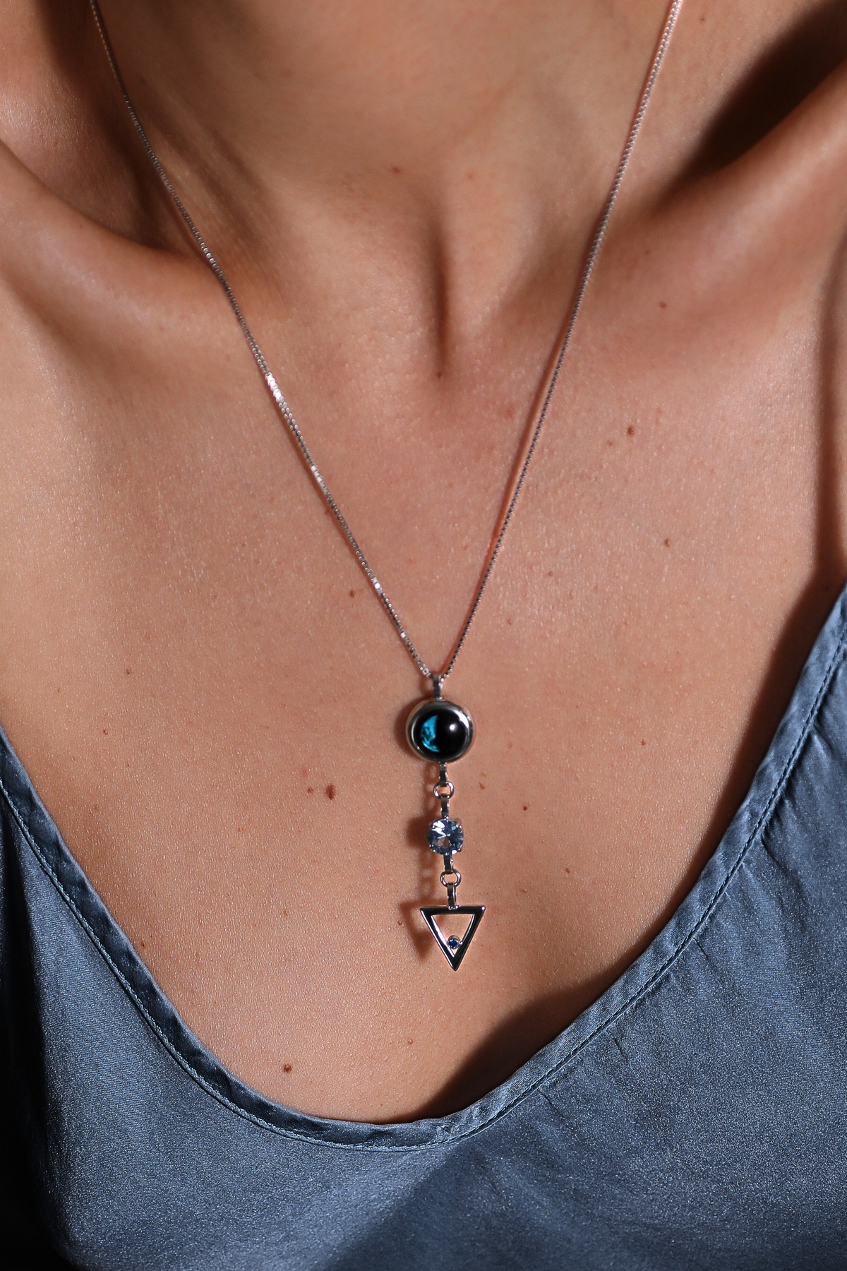 Silver Moon Birthstone Zodiac Necklace