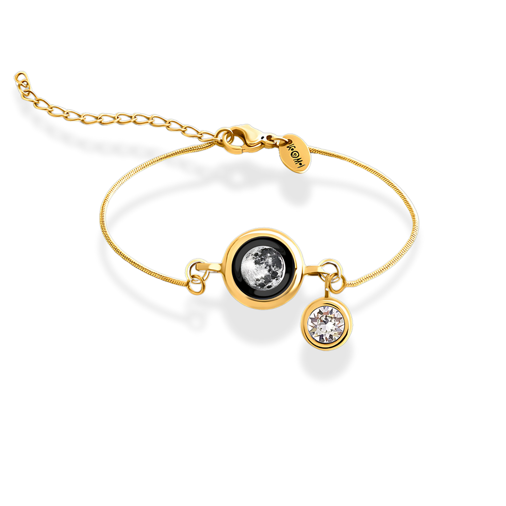 Moon Phase Bracelet with Birthstone - Gold