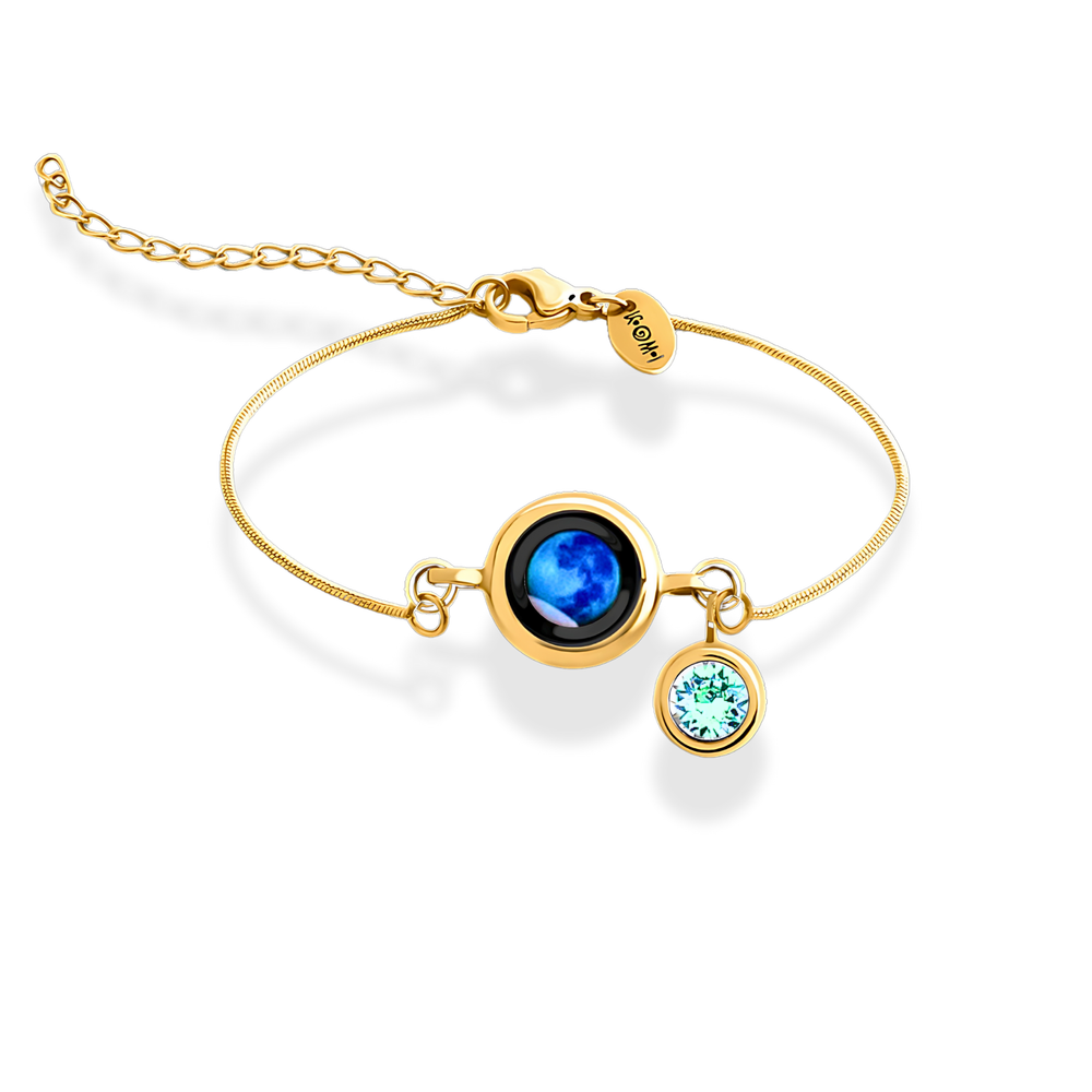 Moon Phase Bracelet with Birthstone - Gold