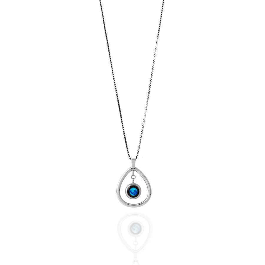 Moon Phase Drop Necklace - Silver