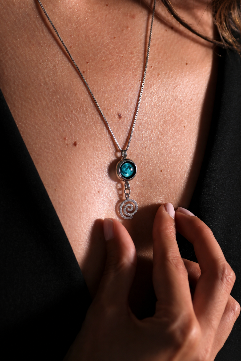 Silver Moon & Gratitude Necklace