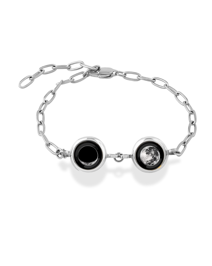 Double Moon Phase Power Bracelet - Silver