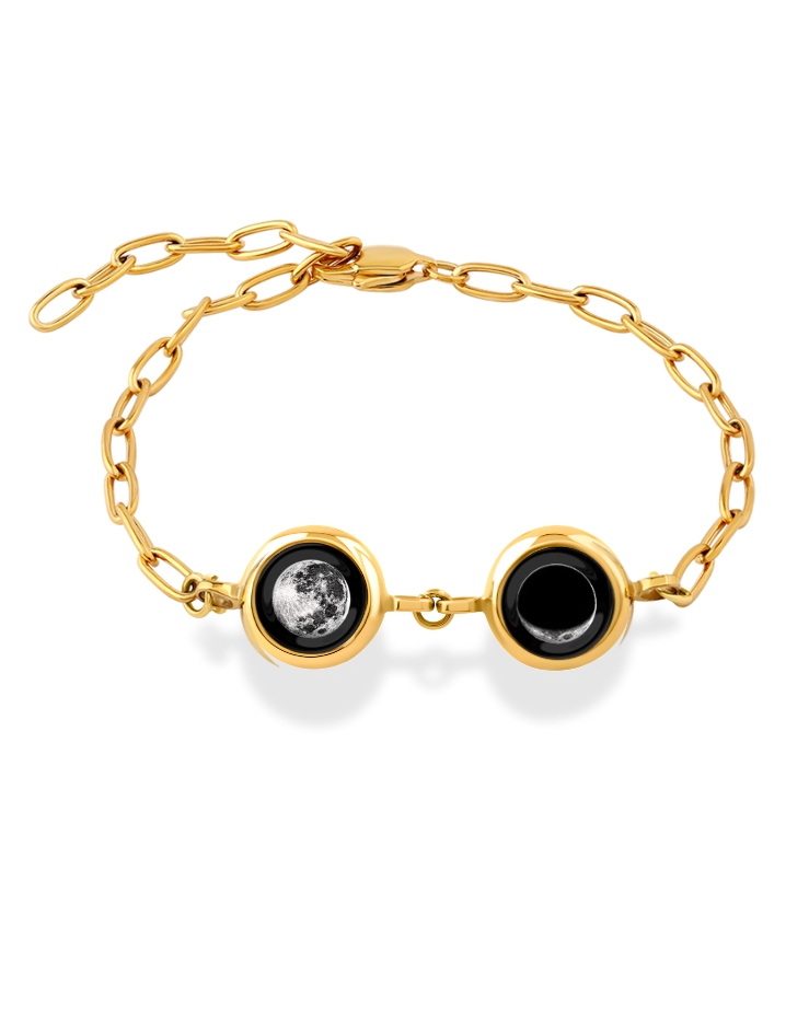 Double Moon Phase Power Bracelet - Gold