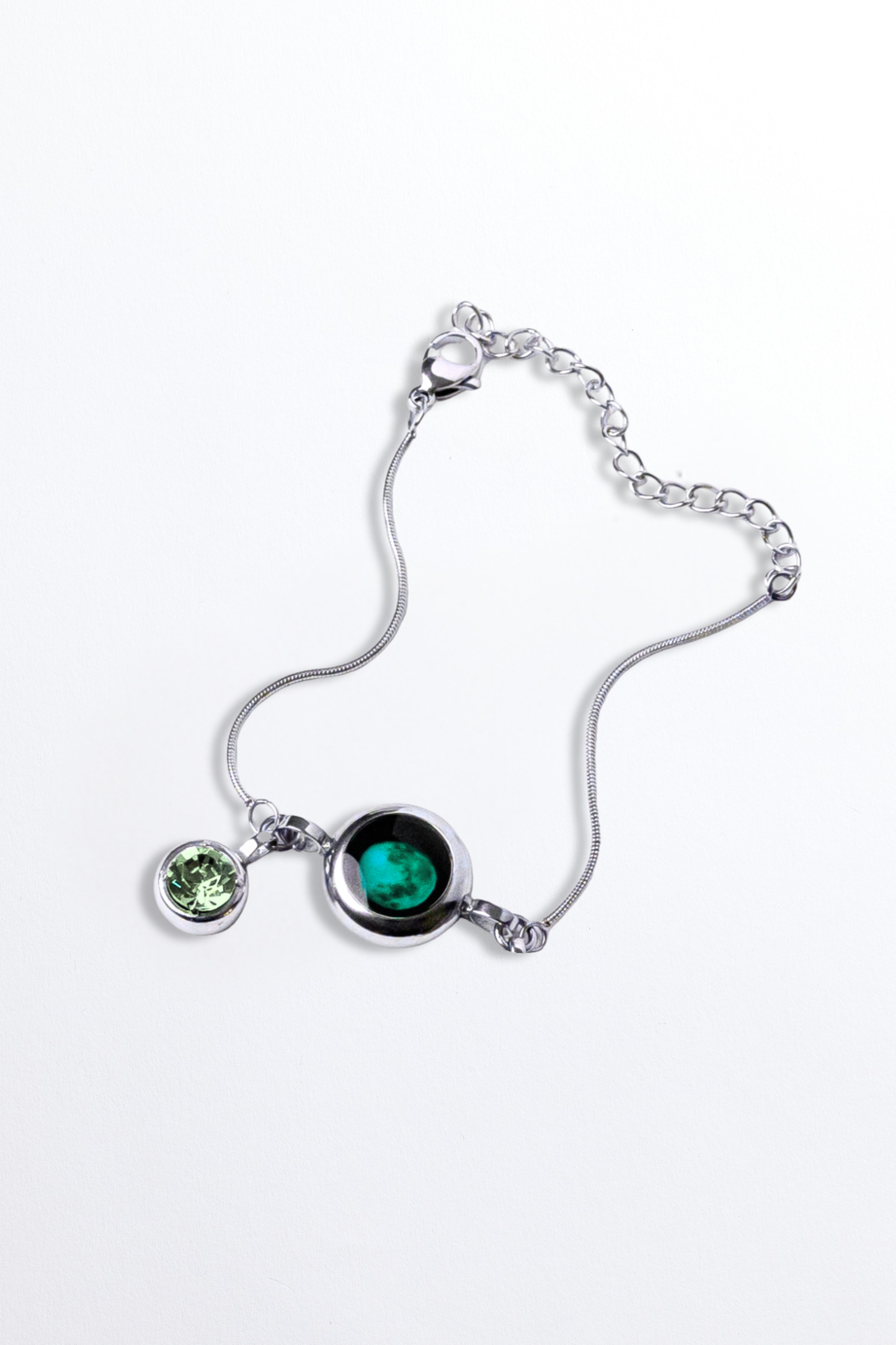 Silver Moon & Birthstone Bracelet