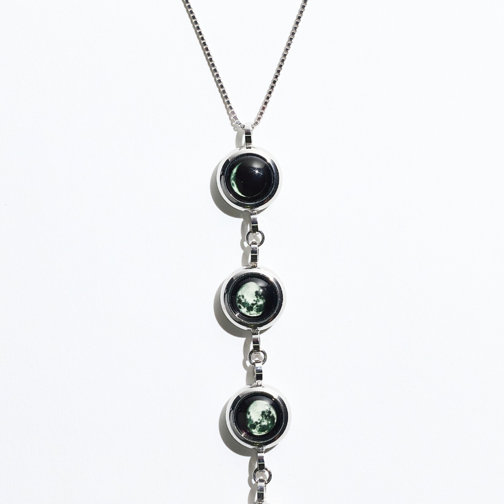 Silver Four Moon Necklace