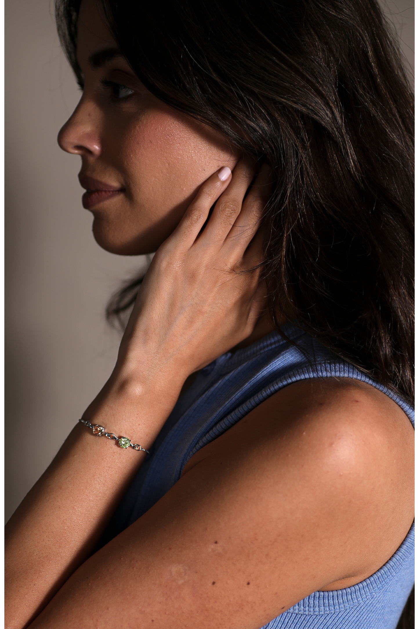 Silver Four Birthstone Bracelet