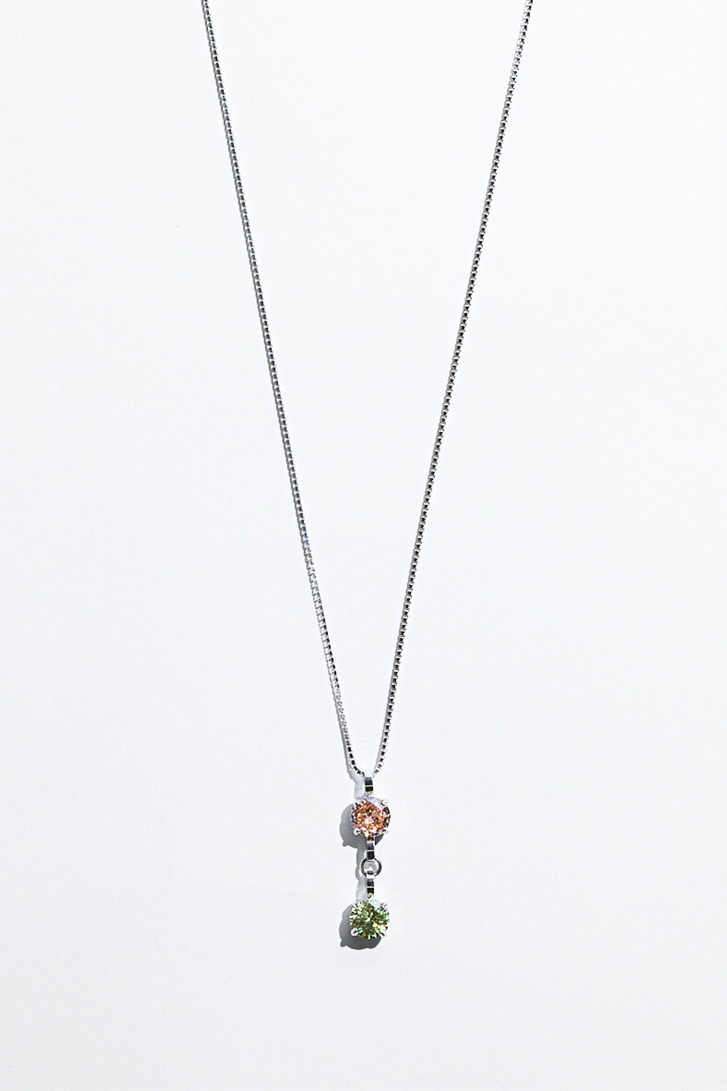 Silver Double Birthstone Necklace