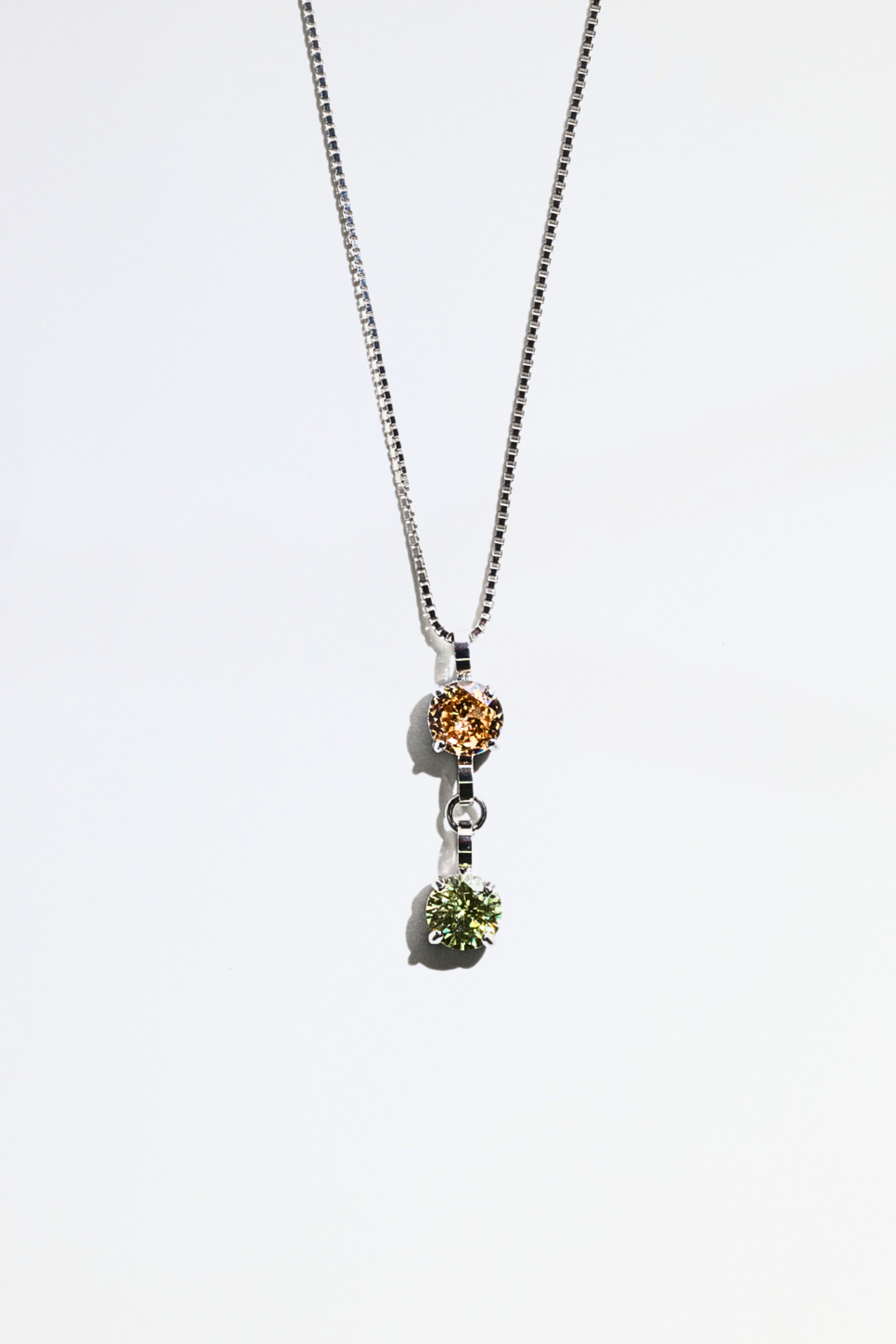 Silver Double Birthstone Necklace