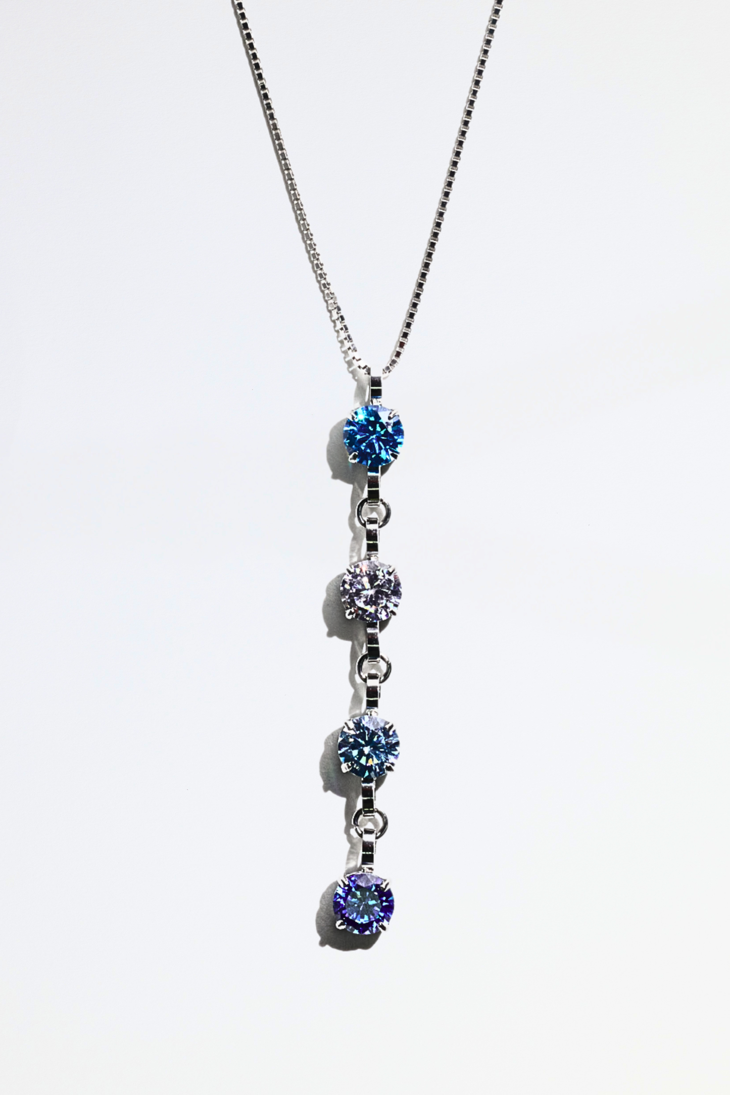 Silver Four Birthstone Necklace