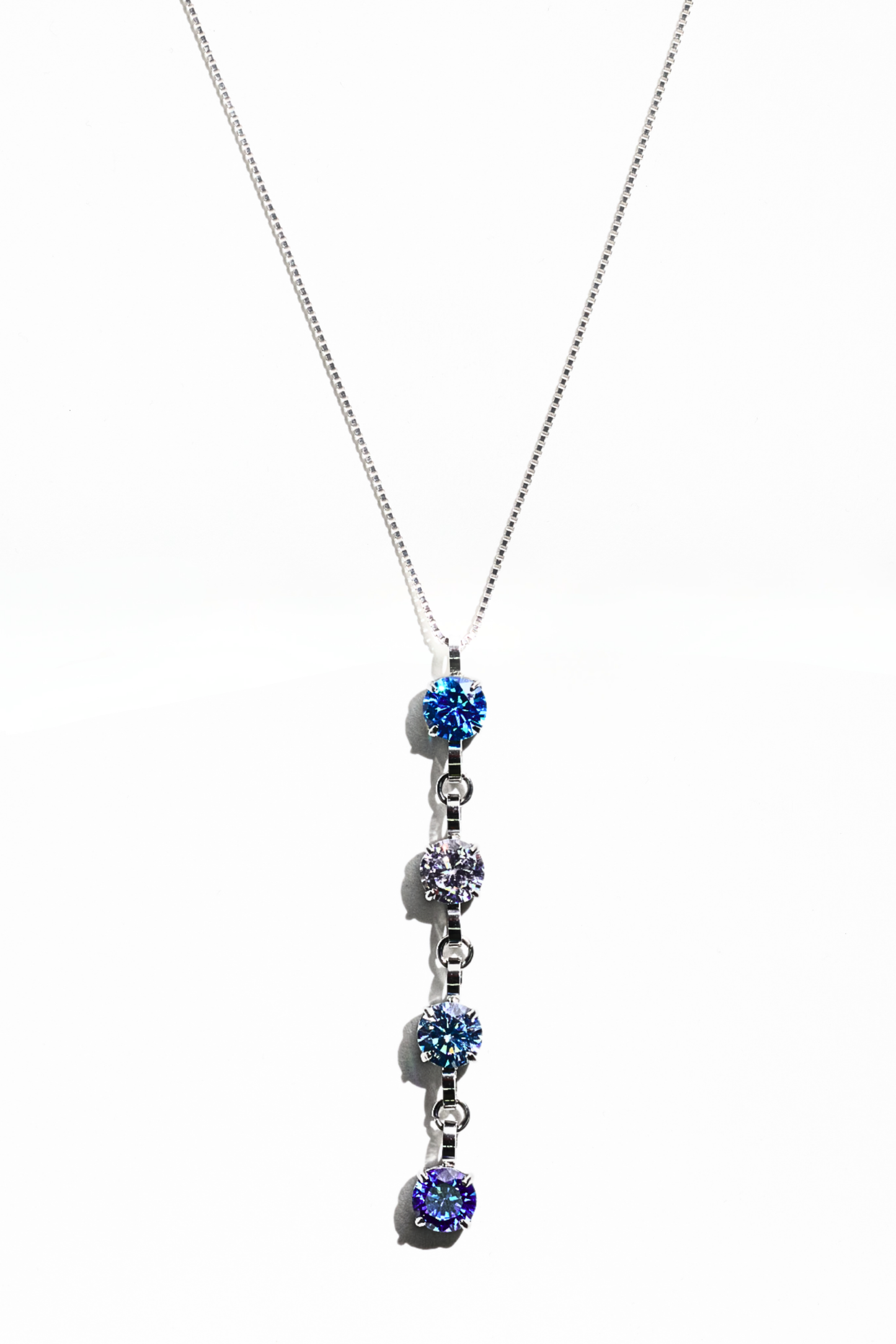 Silver Four Birthstone Necklace