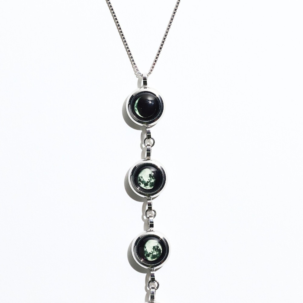 Silver Four Moon Necklace
