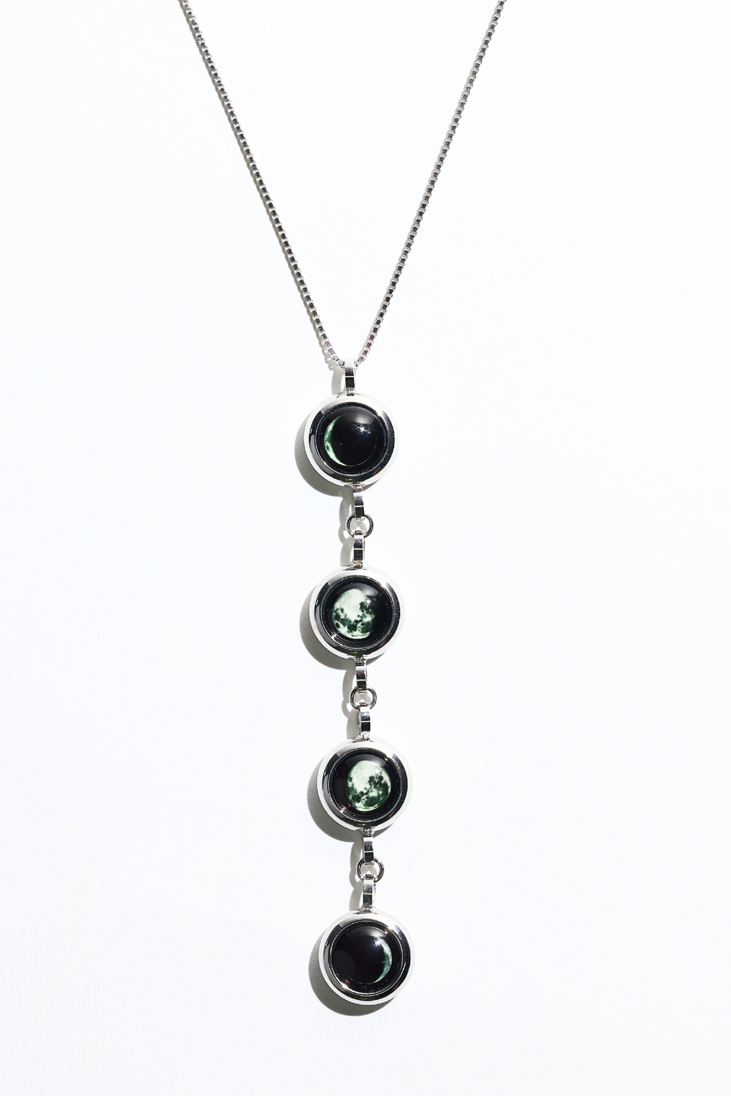 Silver Four Moon Necklace