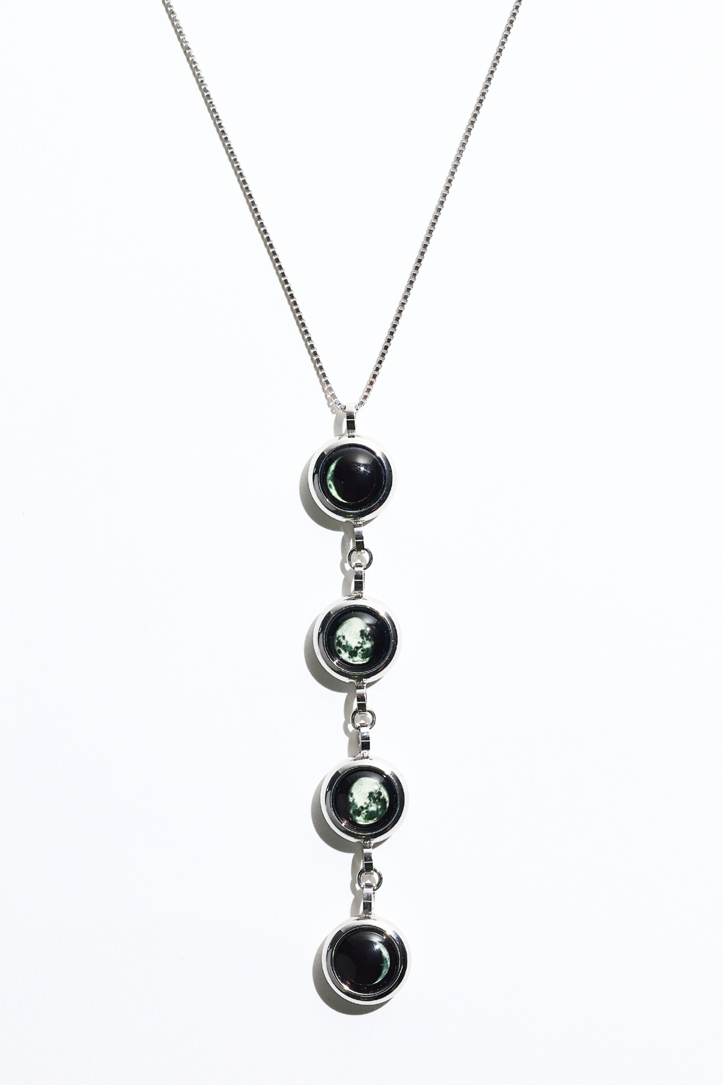 Silver Four Moon Necklace