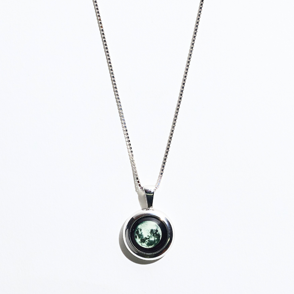 Silver Large Moon Necklace