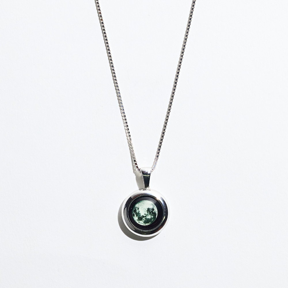 Silver Large Moon Necklace