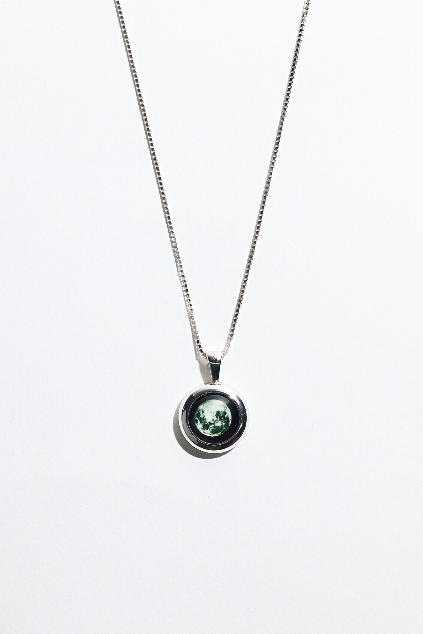 Silver Large Moon Necklace