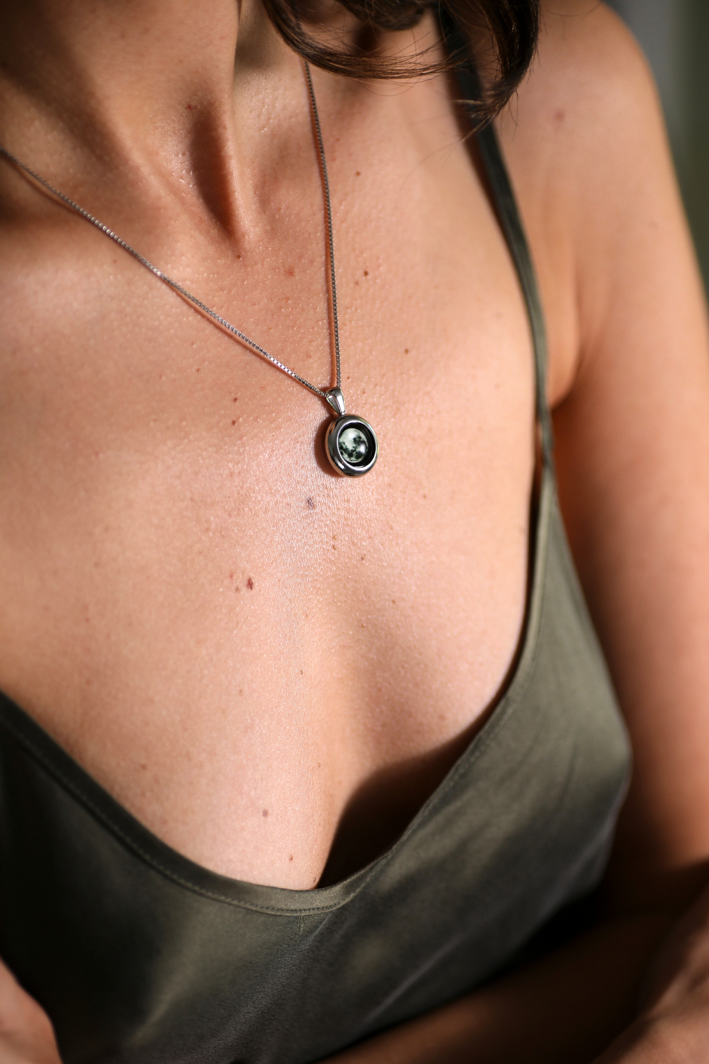 Silver Large Moon Necklace