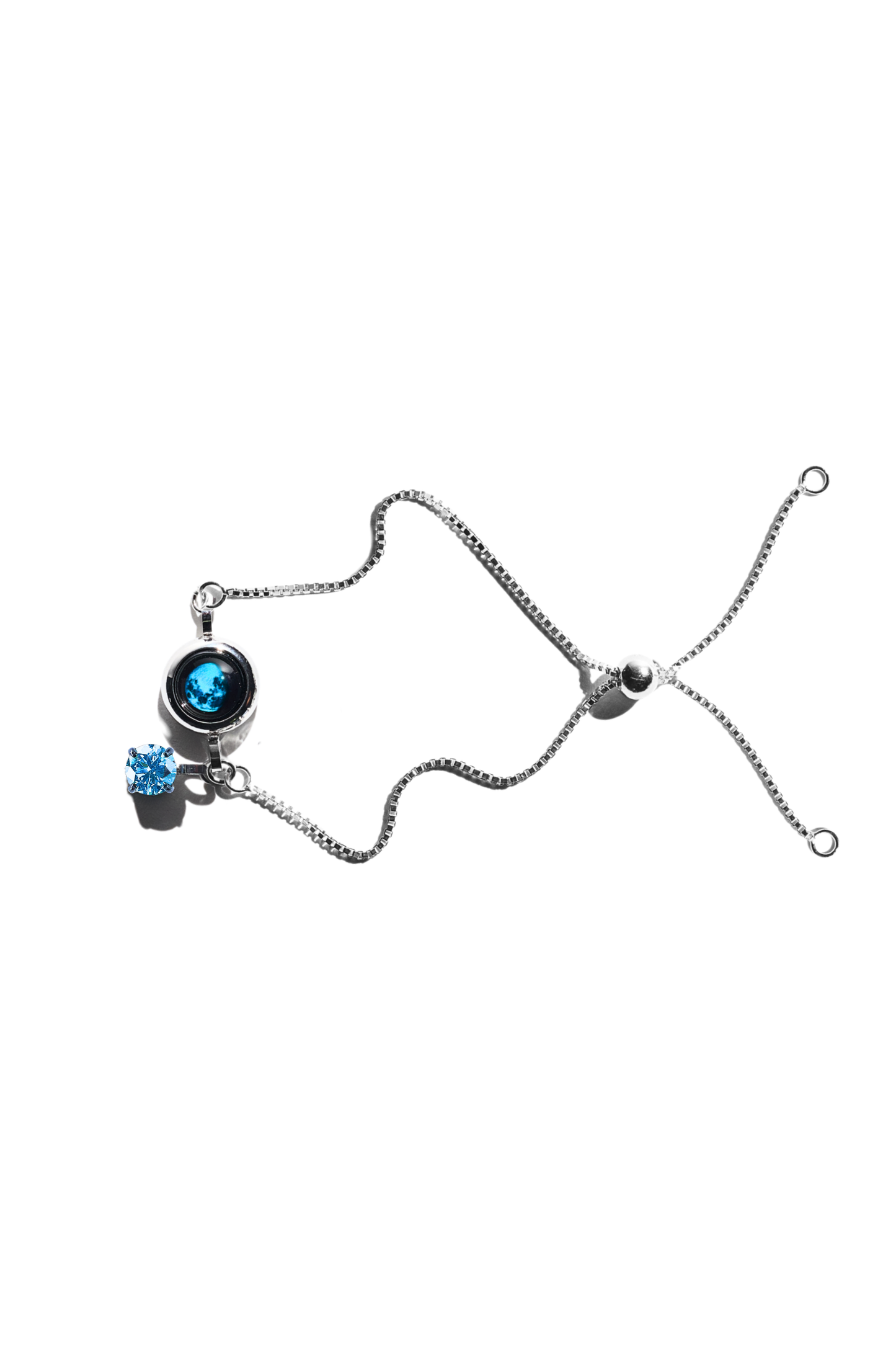 Silver Moon & Birthstone Bracelet