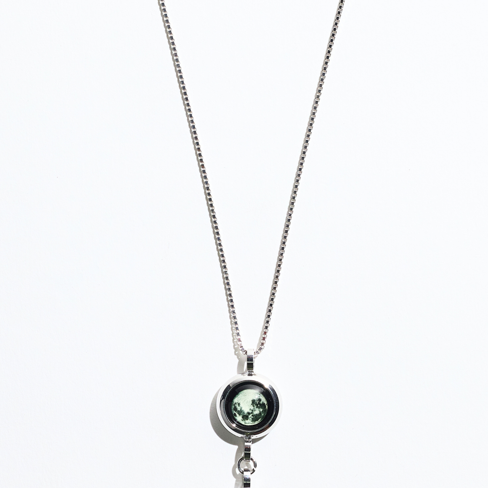 Silver Moon & Birthstone Necklace