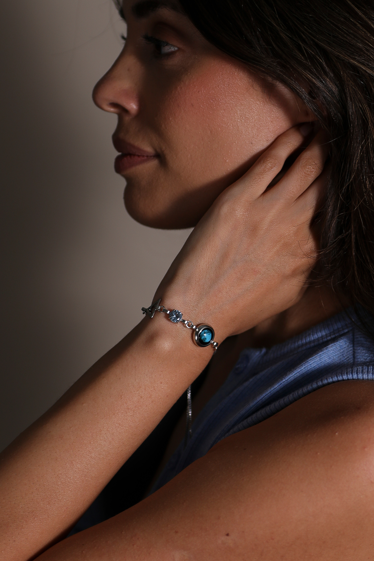 Silver Moon Birthstone Zodiac Bracelet