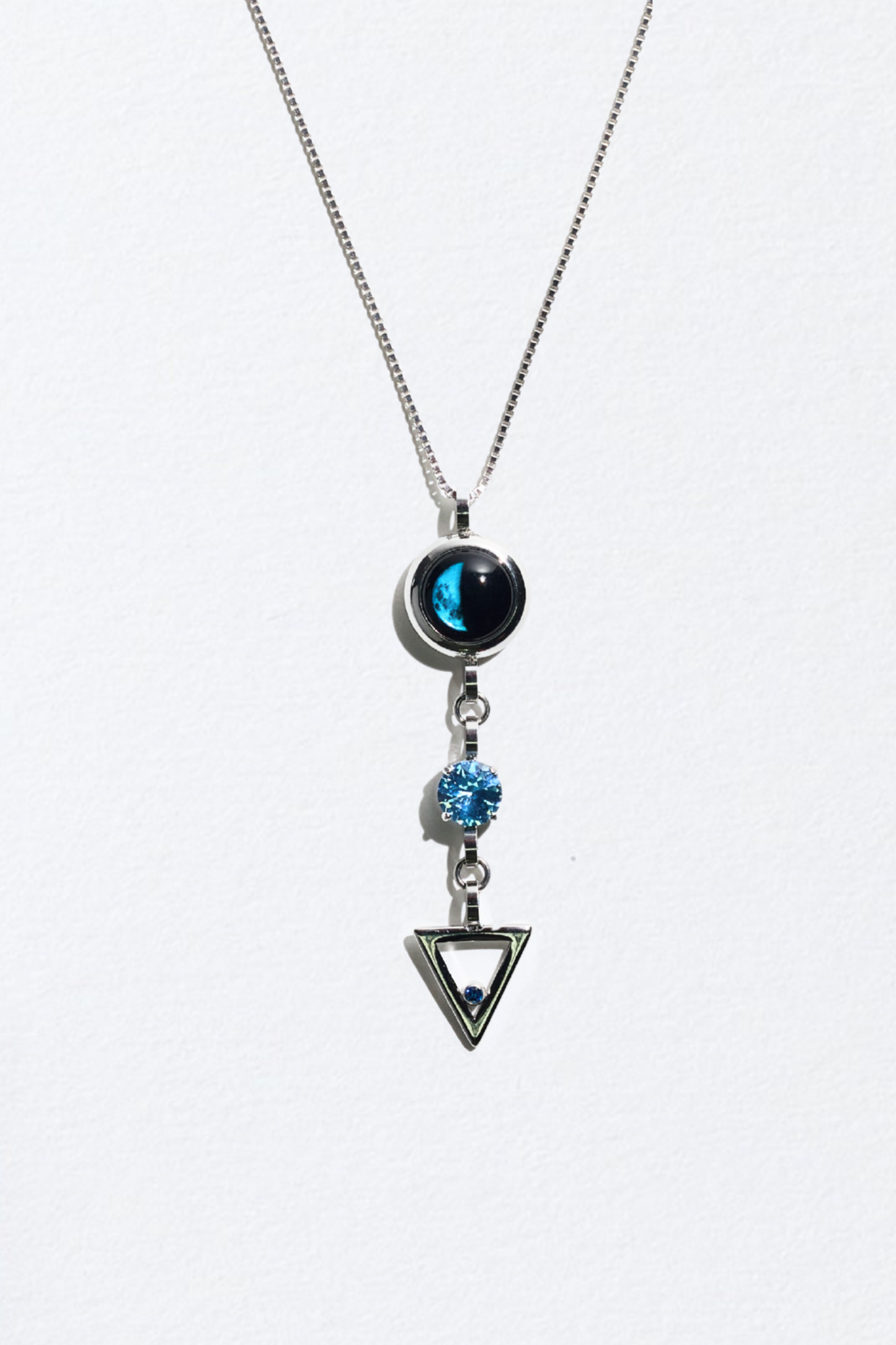 Silver Moon Birthstone Zodiac Necklace