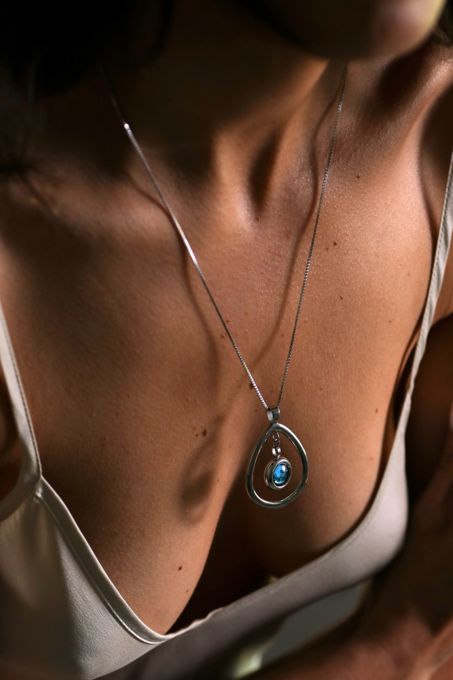 Silver Moon Drop Necklace