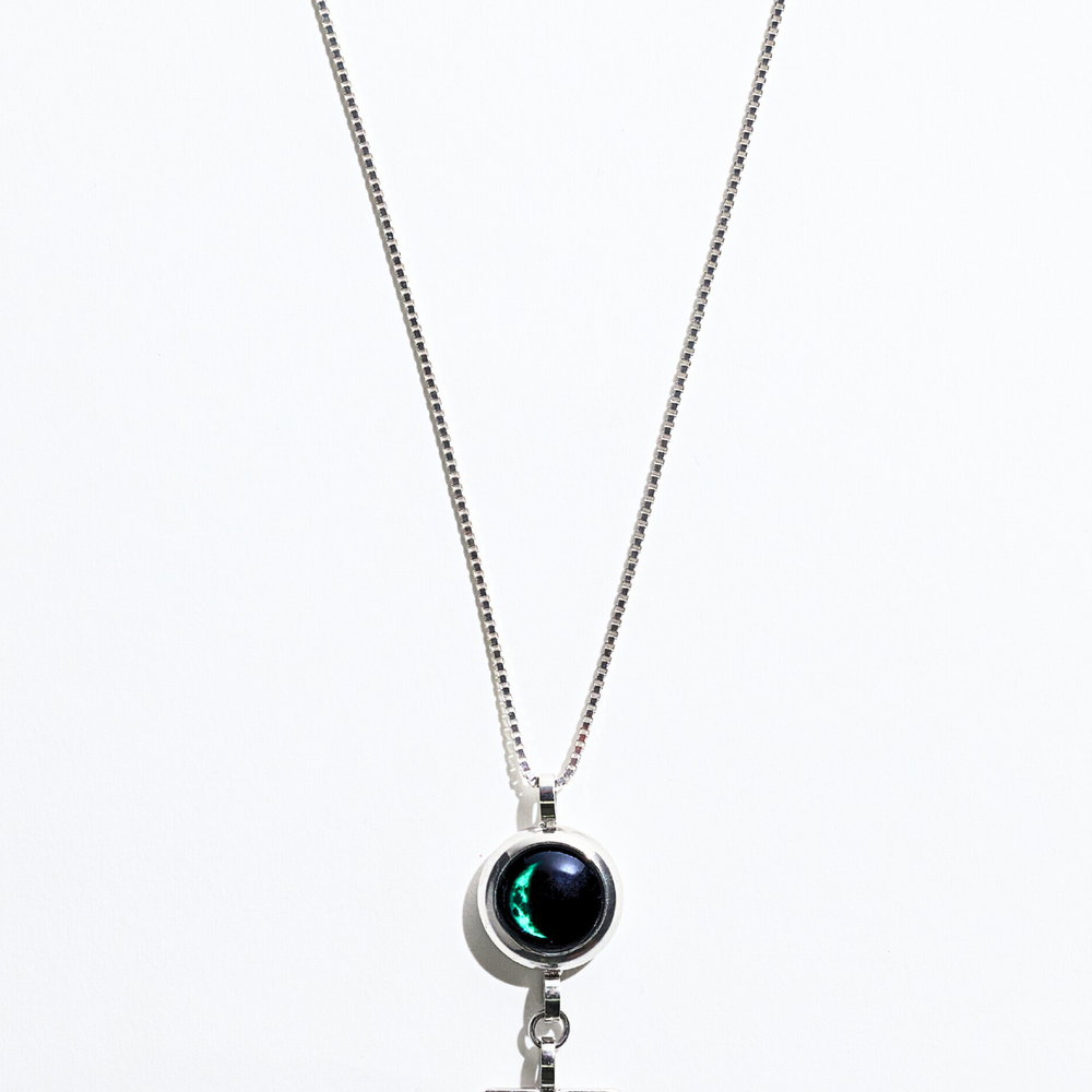 Silver Moon & Zodiac Element Necklace
