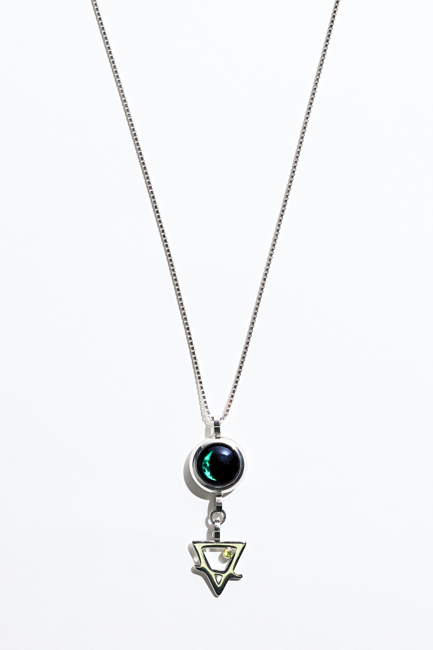 Silver Moon & Zodiac Element Necklace