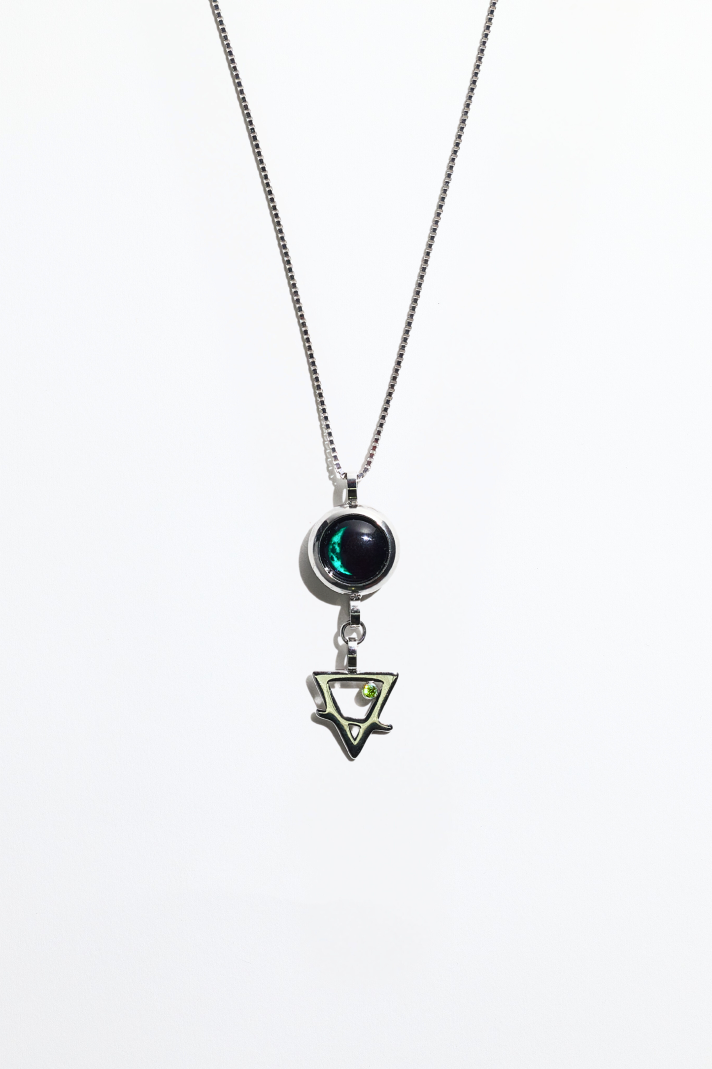 Silver Moon & Zodiac Element Necklace