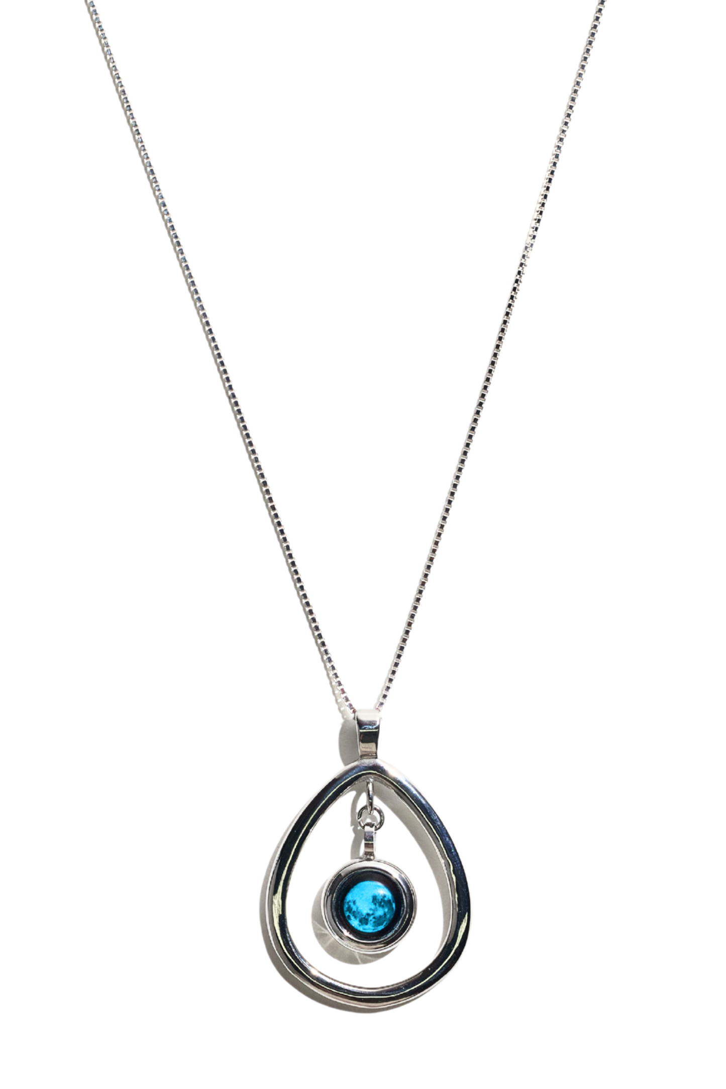 Silver Moon Drop Necklace